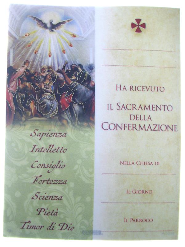 pergamena ricordo sacramenti cm 18x24 cresima spirito santo