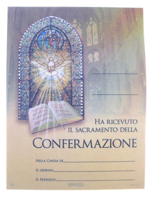 pergamena ricordo sacramenti cm 18x24 cresima spirito santo