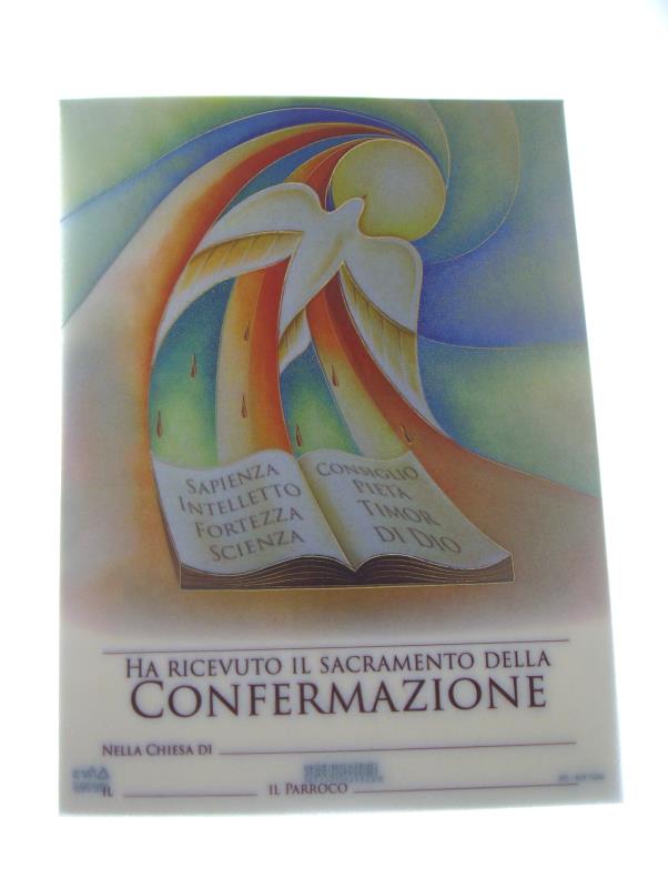 pergamena ricordo sacramenti cm 18x24 cresima doni spirito santo