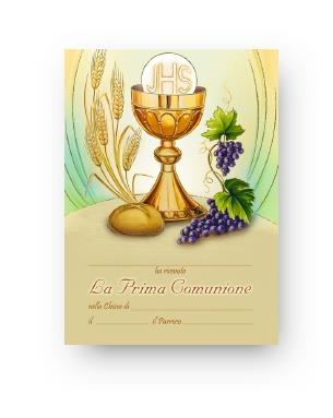 pergamena ricordo sacramenti cm 18x24 comunione calice uva pane