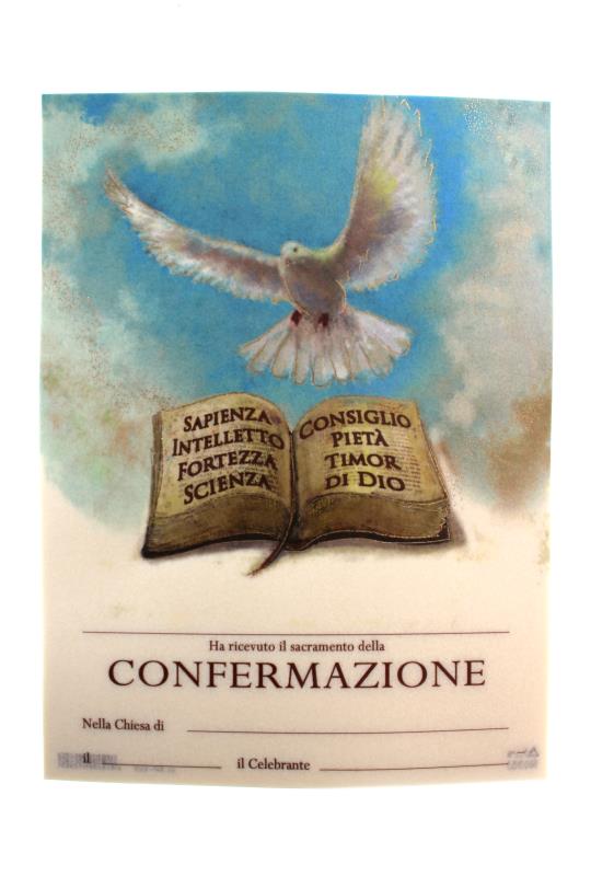 pergamena ricordo sacramenti cm 18x24 cresima confermazione fondo bl