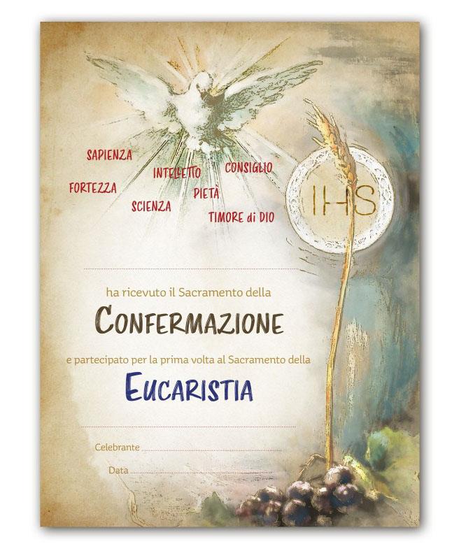 pergamena ricordo sacramenti cm 18x24 comunione e cresima 231