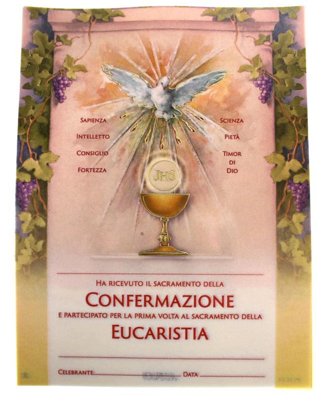 Pergamena Ricordo Sacramenti Cm 18x24 Comunione E Cresima Insieme Bomboniere
