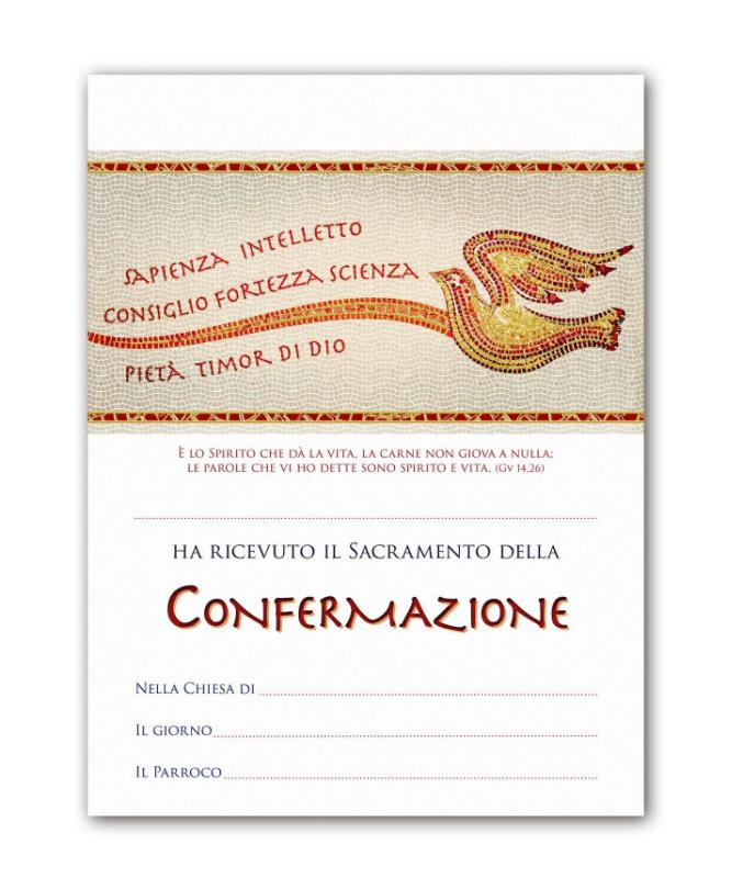 pergamena ricordo sacramenti cm 18x24 cresima 223