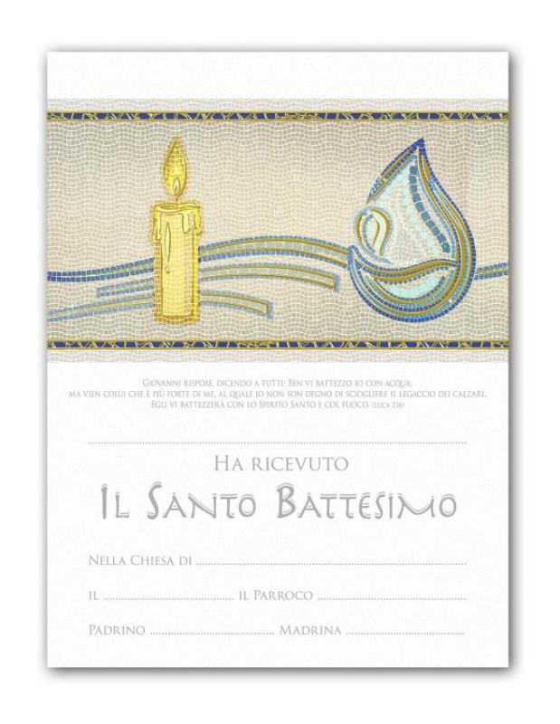 pergamena ricordo sacramenti cm 18x24 battesimo 227