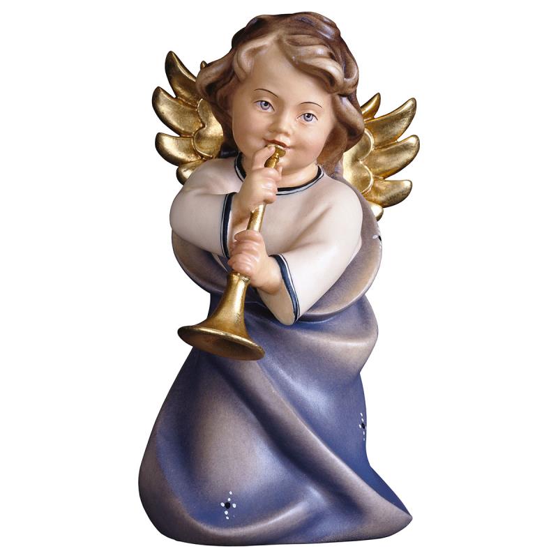 angelo cuore con trombone. 11 cm.scolpito in legno