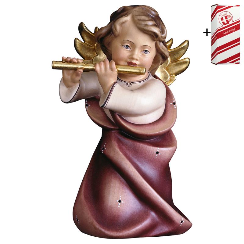 angelo cuore con flauto + box regalo. 7,5 cm.scolp