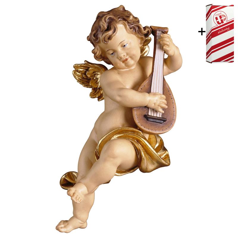 putto con liuto + box regalo. 23 cm.scolpito in le