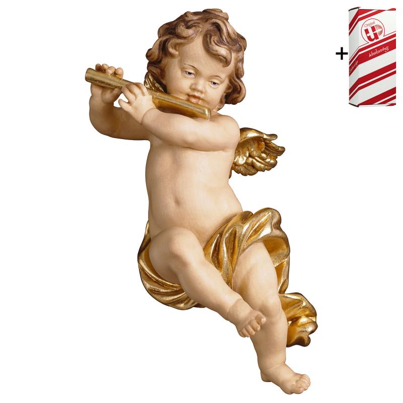 putto con flauto + box regalo. 10 cm.scolpito in l