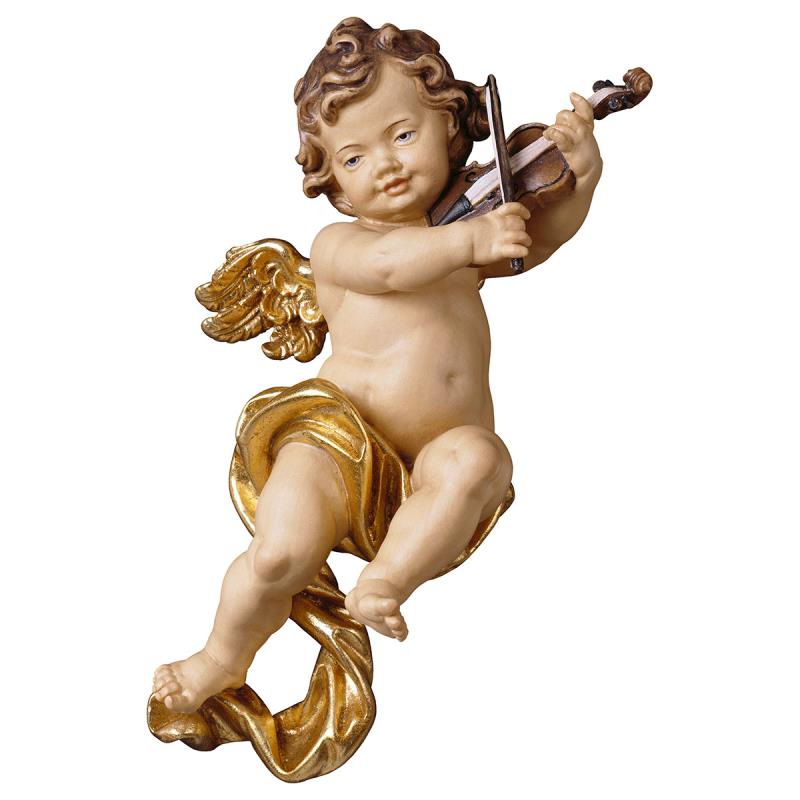 putto con violino. 10 cm.scolpito in legno di acer
