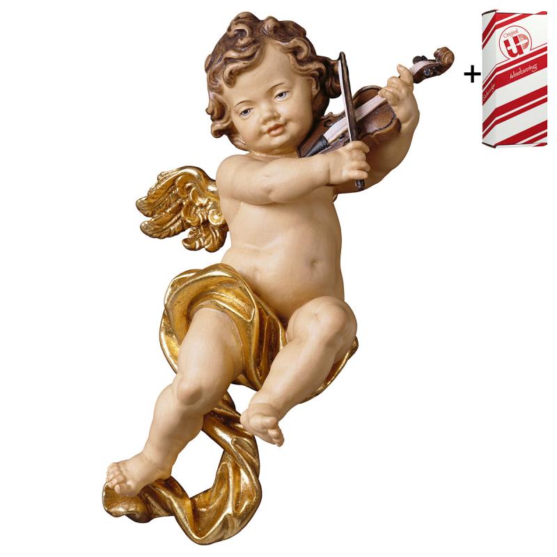 putto con violino + box regalo. 6 cm.scolpito in l