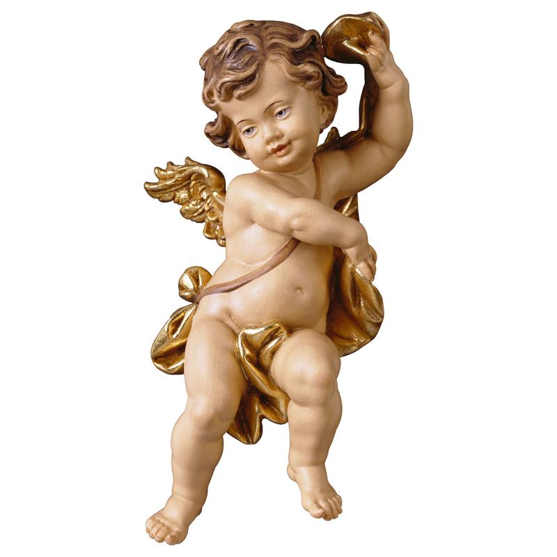 putto con fascia. 60 cm.scolpito in legno di tigli