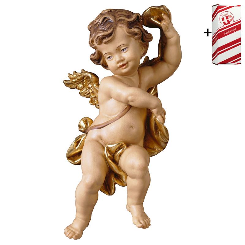 putto con fascia + box regalo. 23 cm.scolpito in l