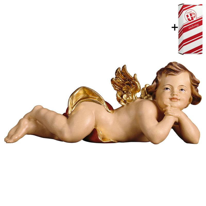 putto sdraiato sinistro + box regalo. 15 cm.scolpi