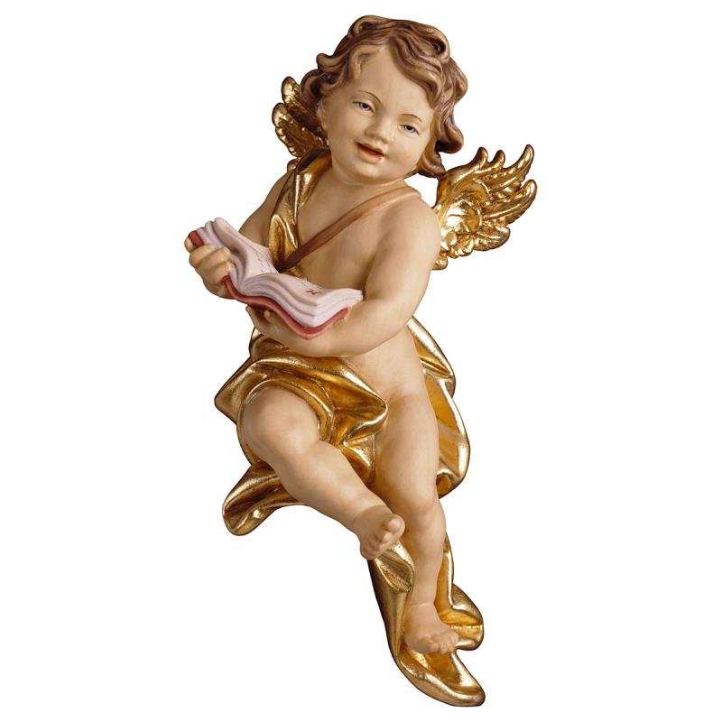 putto con libro. 30 cm.scolpito in legno di acero.