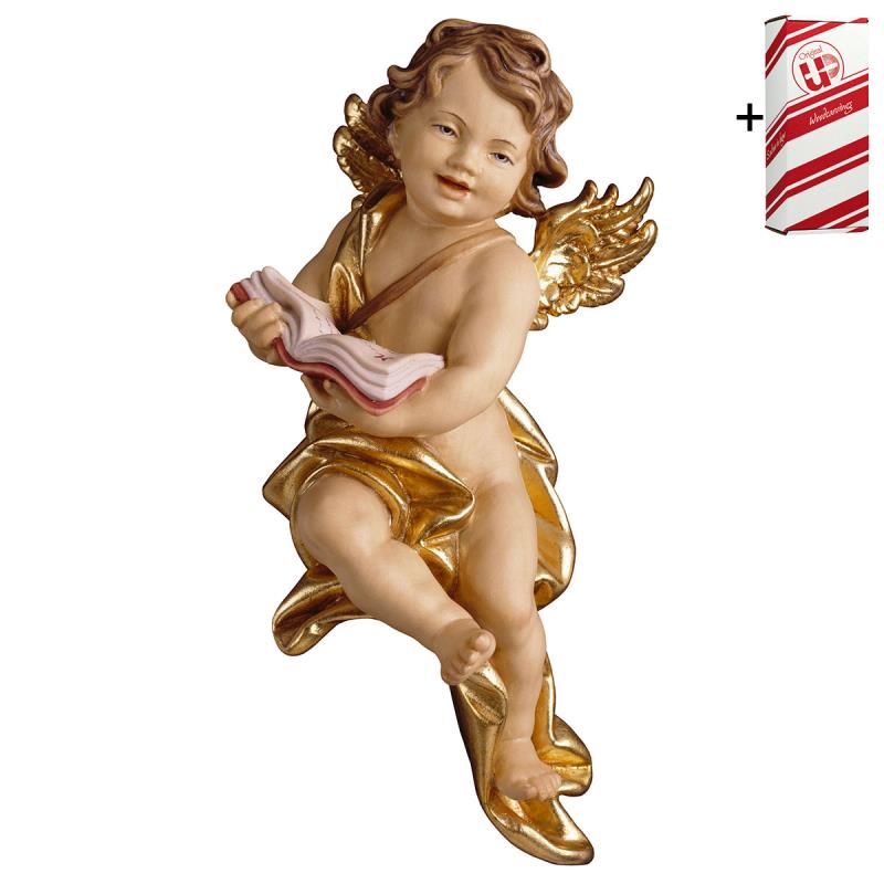 putto con libro + box regalo. 40 cm.scolpito in le