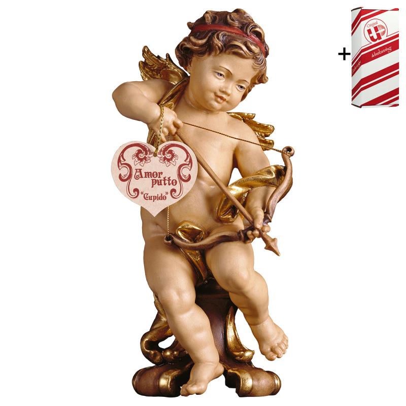 putto cupido su piedistallo + box regalo. 30 cm.sc