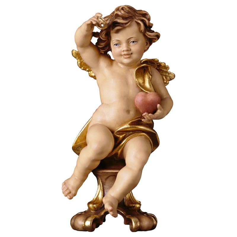 putto delle nozze su piedistallo. 15 cm.scolpito i