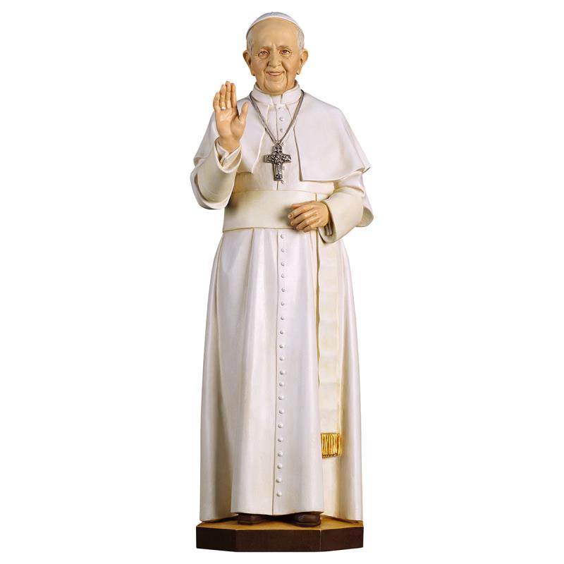 papa francesco. 30 cm.scolpito in legno di acero.