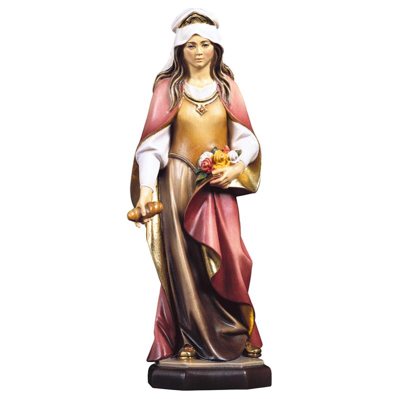 s. elisabetta d'ungheria con rose e pane. 46 cm.sc