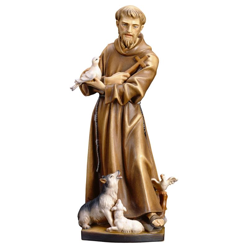 s. francesco d'assisi con animali. 180 cm.scolpito