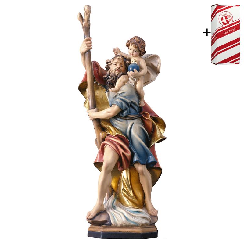 s. cristoforo con bambino + box regalo. 11 cm.scol