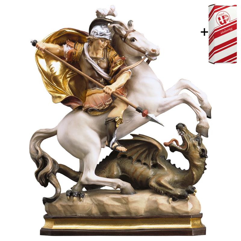 s. giorgio a cavallo con drago + box regalo. 23 cm