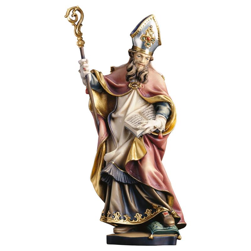 s. bertrand con libro. 25 cm.scolpito in legno di