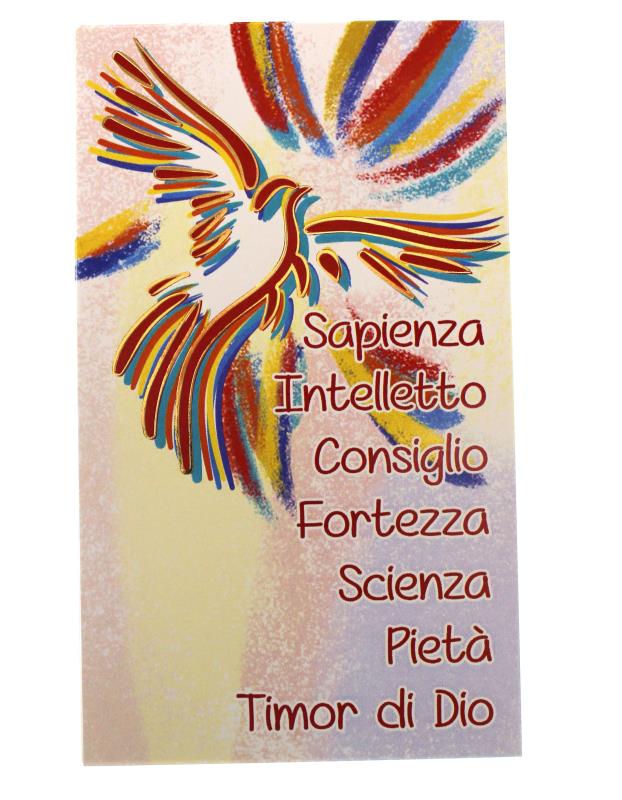 santino in carta lucida formato 7x12 cm cresima doni spirito santo