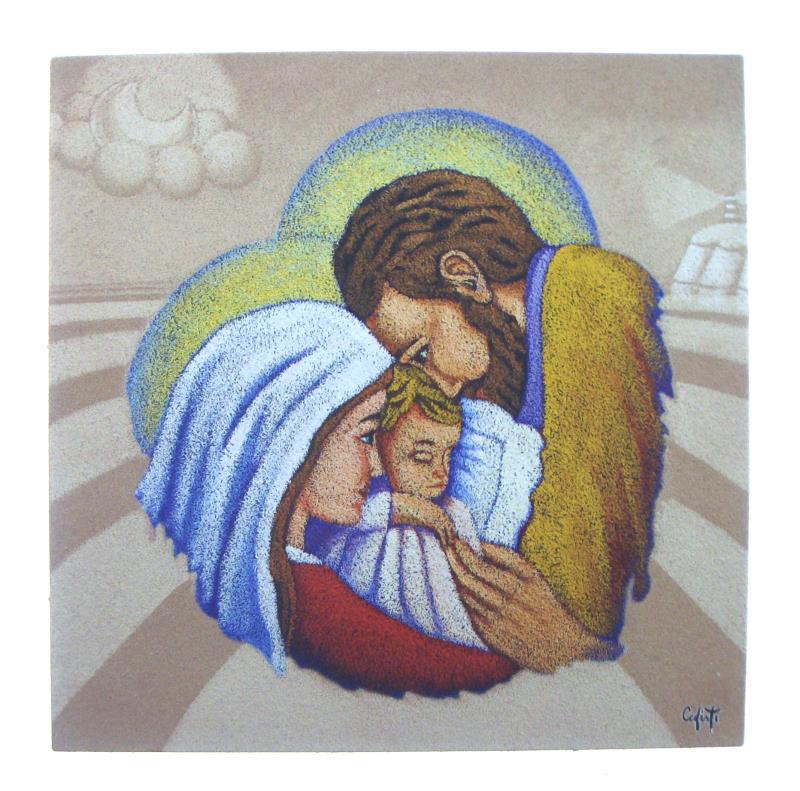 quadretto legno 20x20 cm immagine sacra sacra famiglia