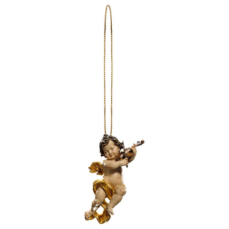 putto con violino con filo oro. 6 cm.scolpito in l