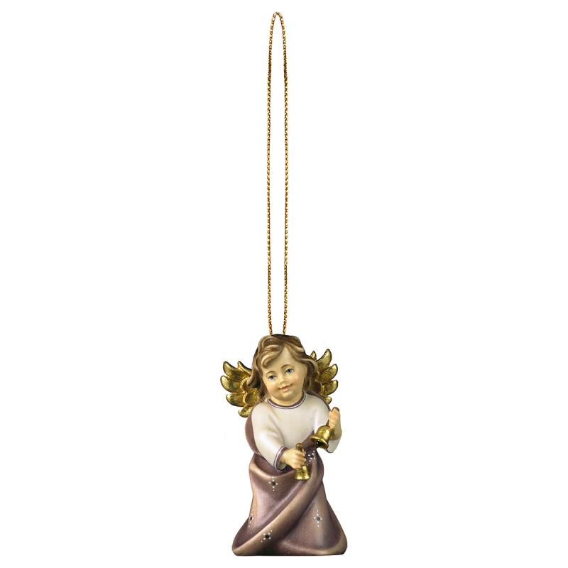 angelo cuore con campenelle con filo oro. 6 cm.sco