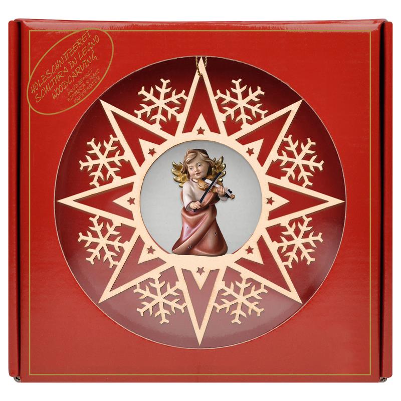 angelo cuore con violino stella cristallo + box