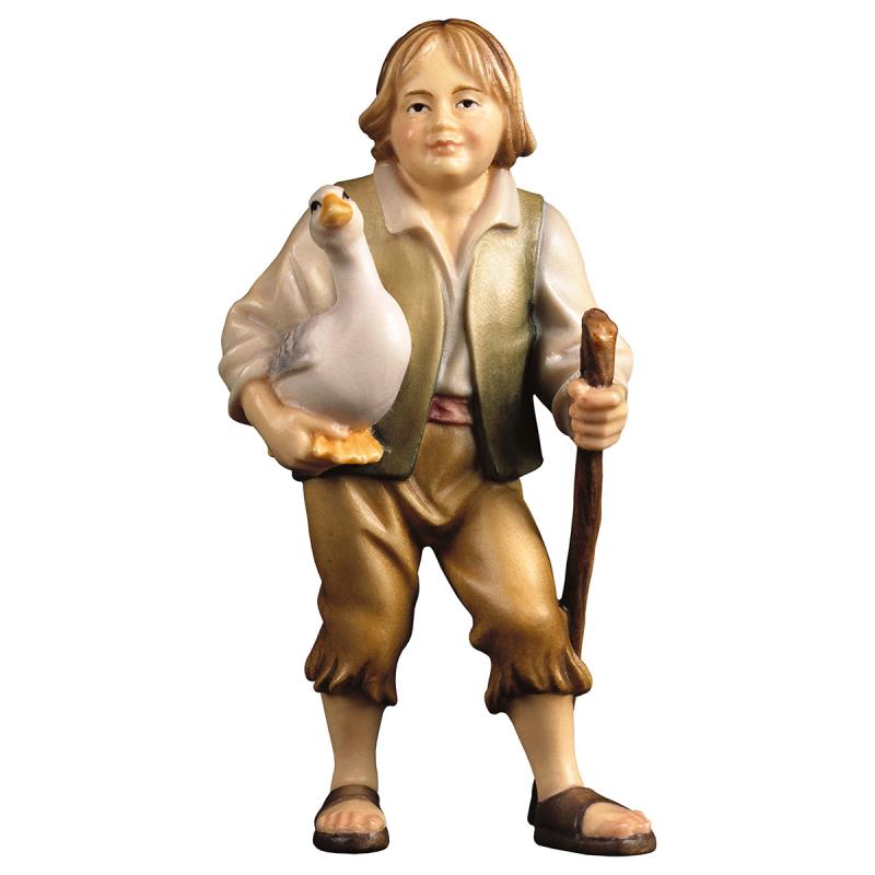 ul bambino con oca. 10 cm.scolpito in legno di ace