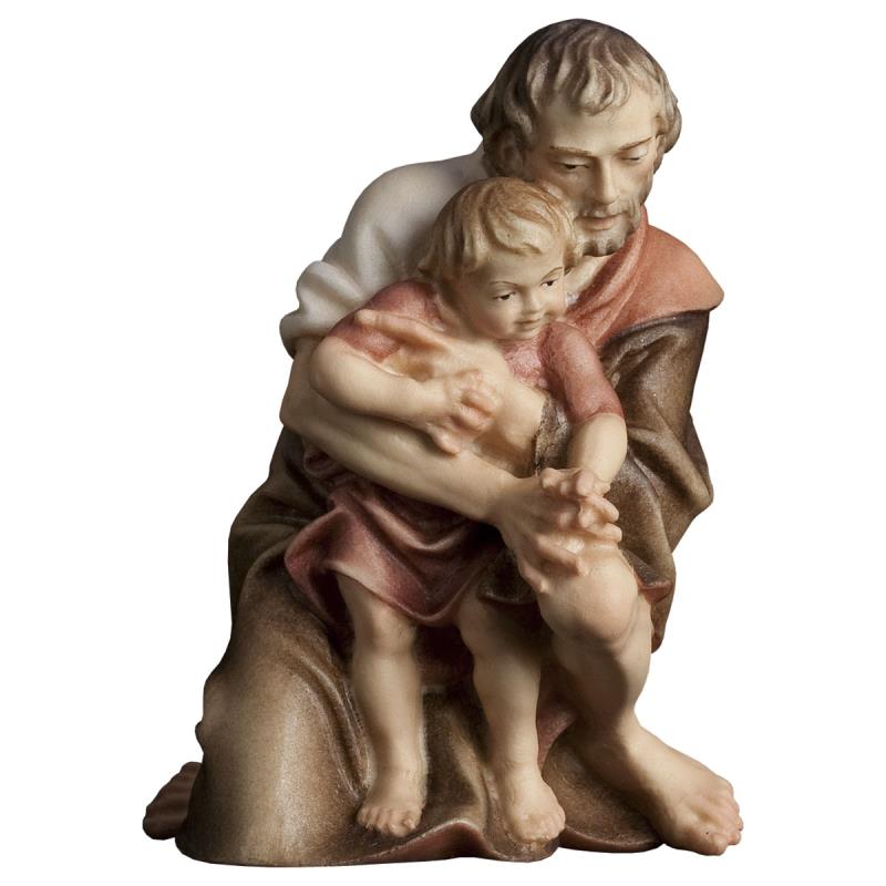 ul pastore inginocchiato con bambino. 12 cm.scolpi