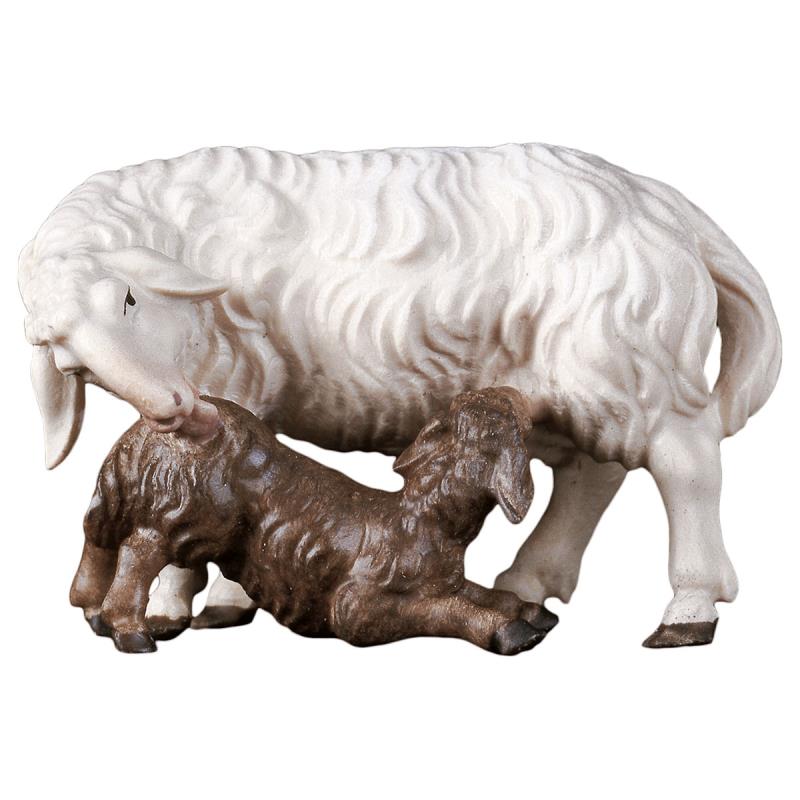 ul pecora con agnello allattante. 12 cm.scolpito i