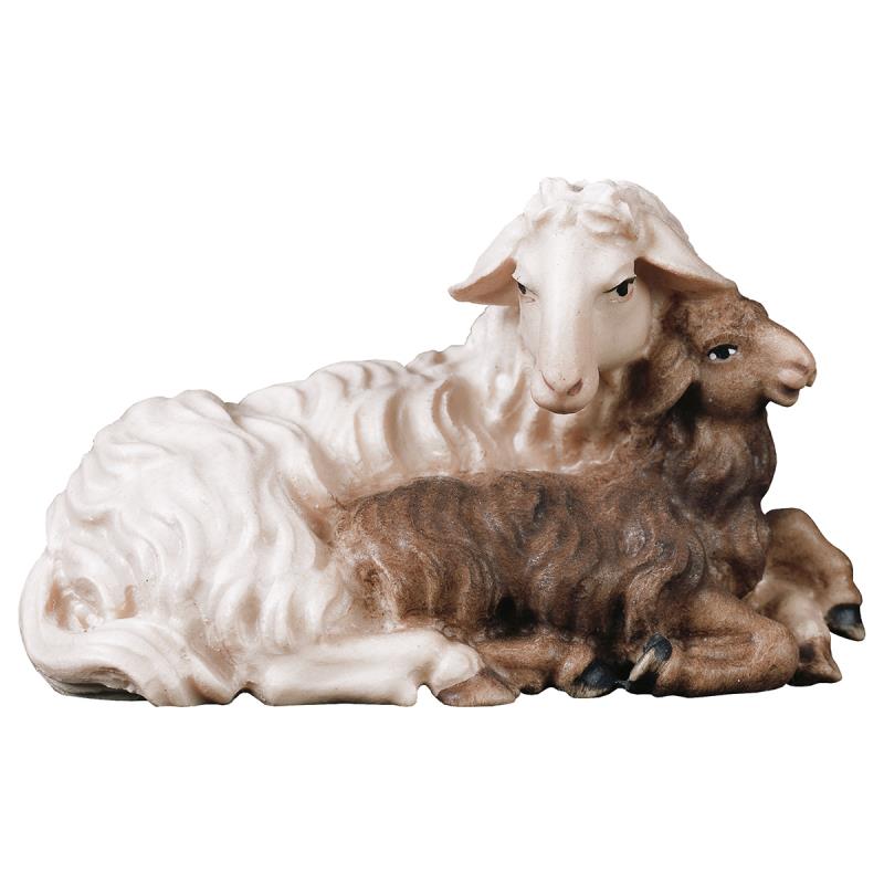 ul pecora con agnello sdraiato. 23 cm.scolpito in