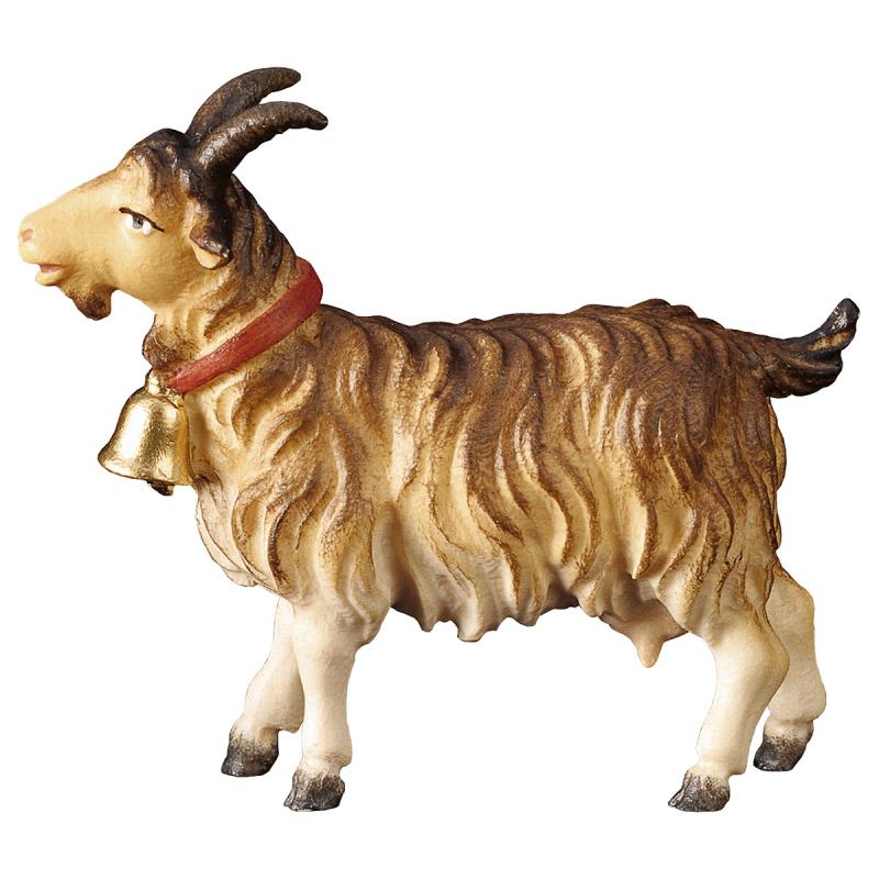 ul capra con campanella. 23 cm.scolpito in legno d