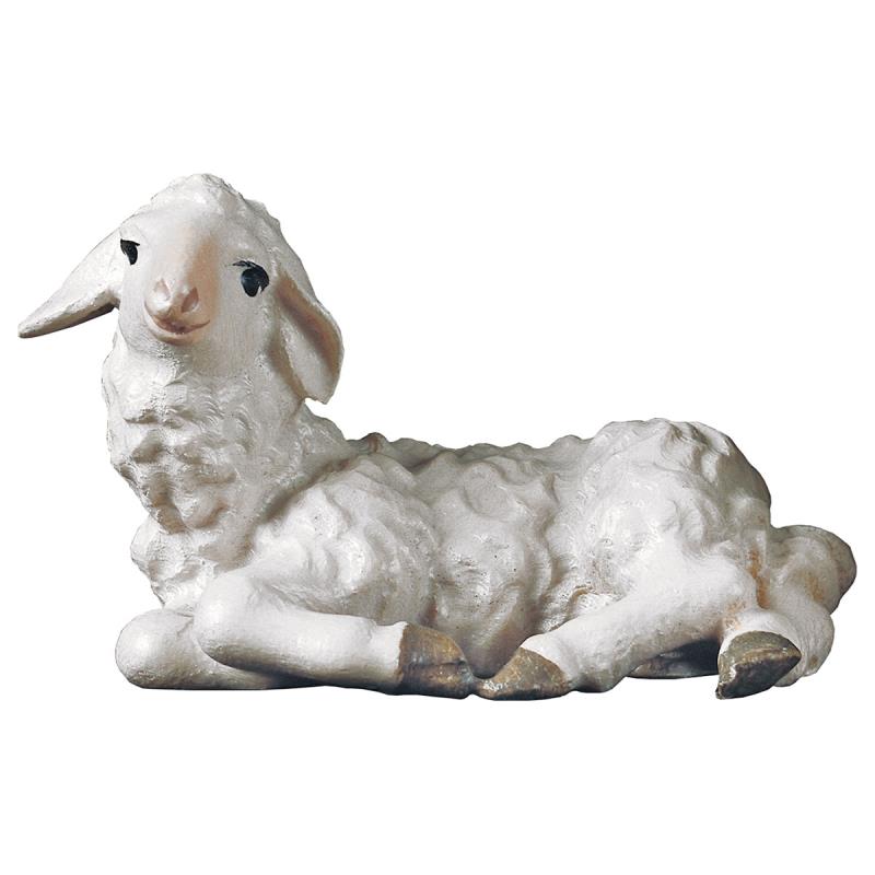 ul agnello sdraiato. 23 cm.scolpito in legno di ac