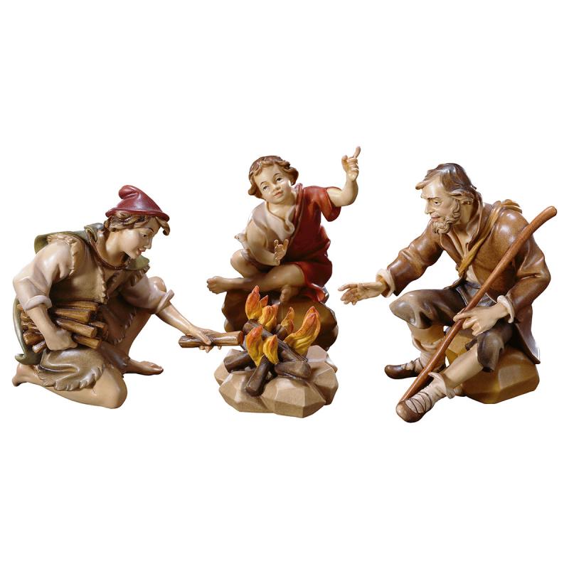 ul gruppo di pastori al falò 4 pezzi. 12 cm.scol