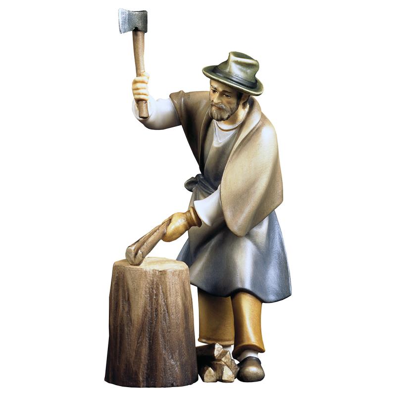 pa boscaiolo con ceppo di legno 2 pezzi. 12 cm.s