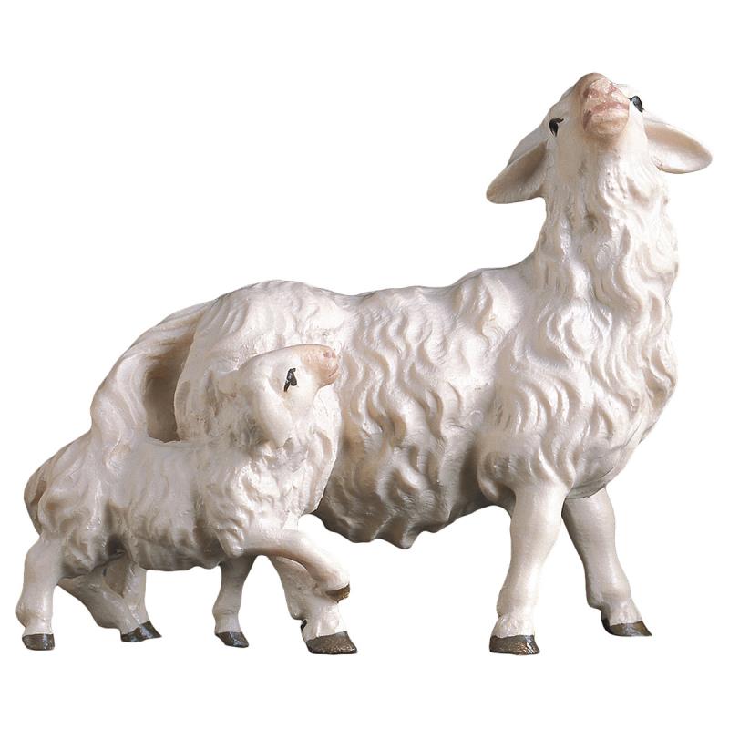 pa pecora con agnello dietro. 50 cm.scolpito in le