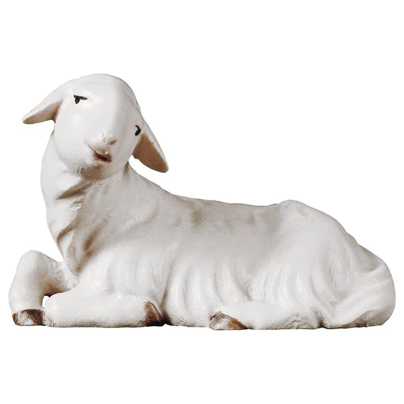 re agnello sdraiato. 16 cm.scolpito in legno di ac