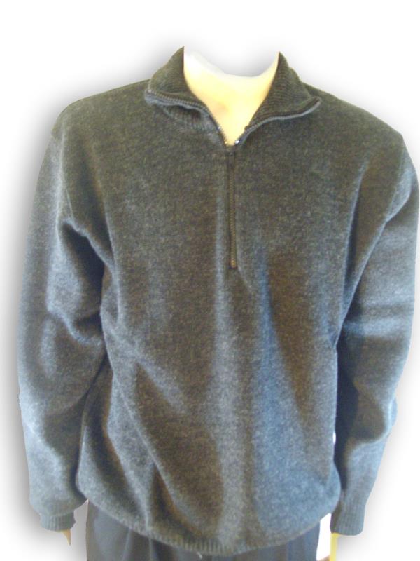 maglione  lana polo con cerniera grigia