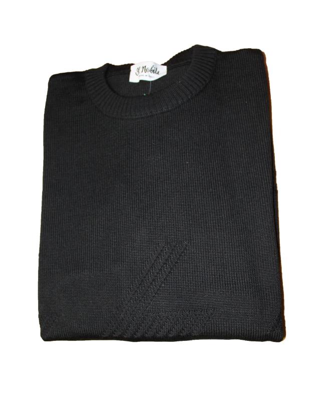 maglia girocollo misto lana con motivo nero
