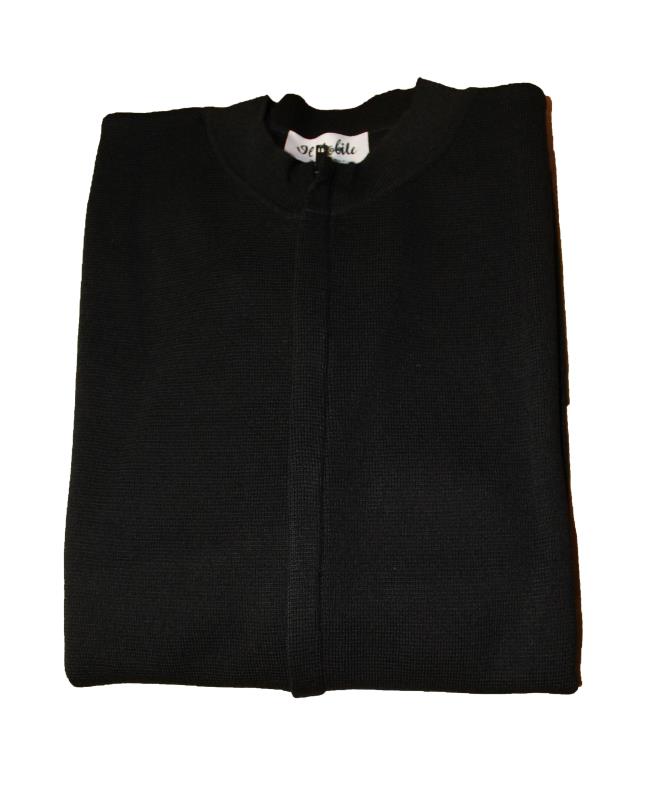 giacca misto lana con cerniera e tasche nero