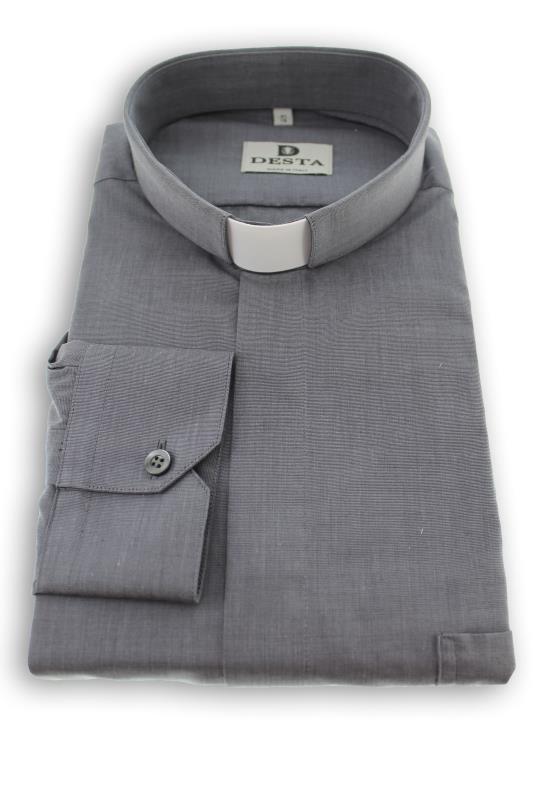 camicia clergy fila fil manica lunga grigio medio