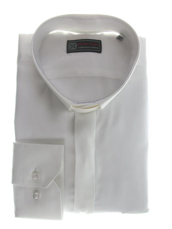 camicia clergy cotone manica lunga bianco
