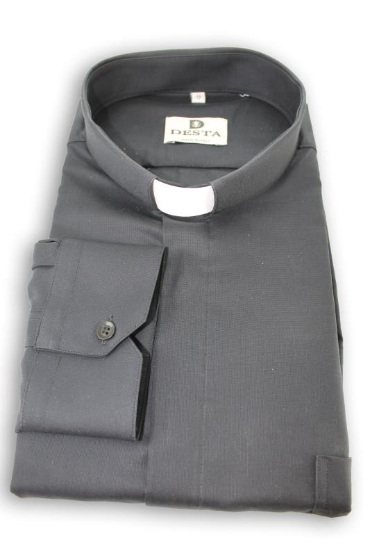 camicia clergy cotone manica lunga grigio scuro
