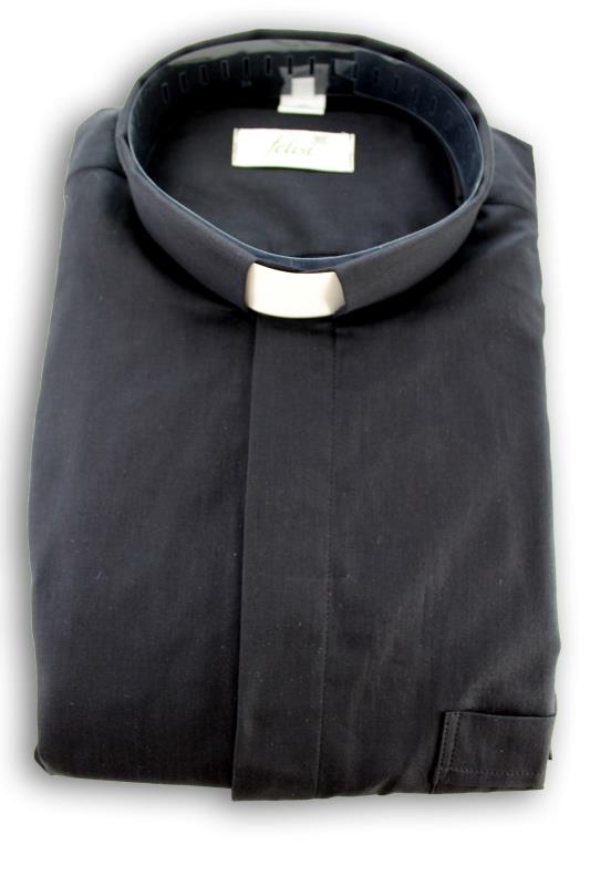 camicia clergy spinato manica lunga nero